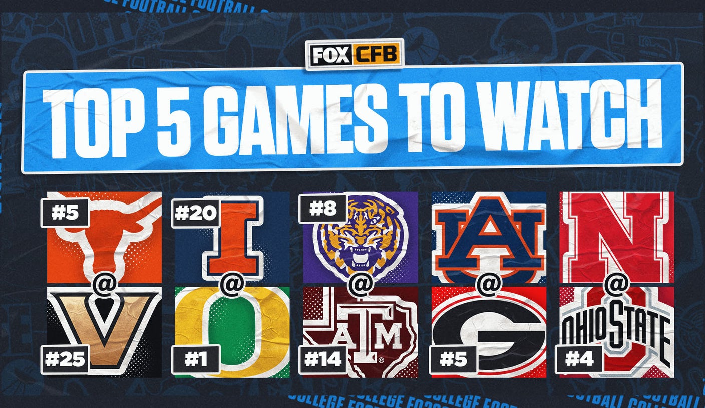 College football Week 9 preview: Five best games to watch this weekend
     FOX Sports college football analyst RJ Young breaks down the top five games to watch this weekend.  1 DAY AGO