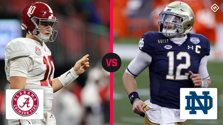 Alabama vs. Notre Dame odds, predictions, betting trends for College Football Playoff semifinal Sporting News breaks down the CFP matchup between Alabama and Notre Dame. Will the Irish give the Crimson Tide a run at AT&T Stadium.  JANUARY 1, 2021 • SPORTINGNEWS.COM