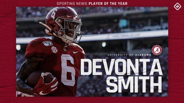 Alabama's DeVonta Smith is Sporting News' 2020 Player of the Year For his efforts, Alabama receiver DeVonta Smith is Sporting News' 2020 Player of the Year.  DECEMBER 28, 2020 • SPORTINGNEWS.COM